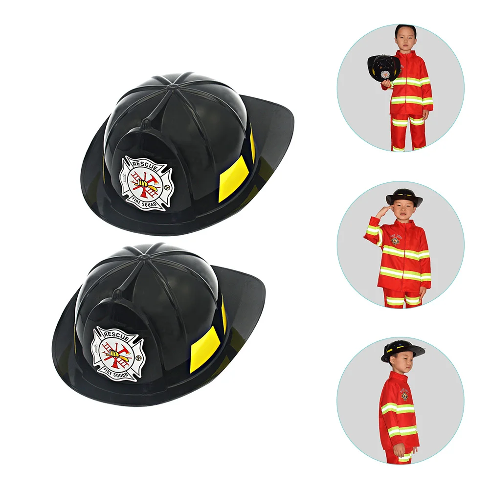 2 Pcs Child Safety Kids Accessory Plastic Children Cosplay Fireman Hat Adorable Household