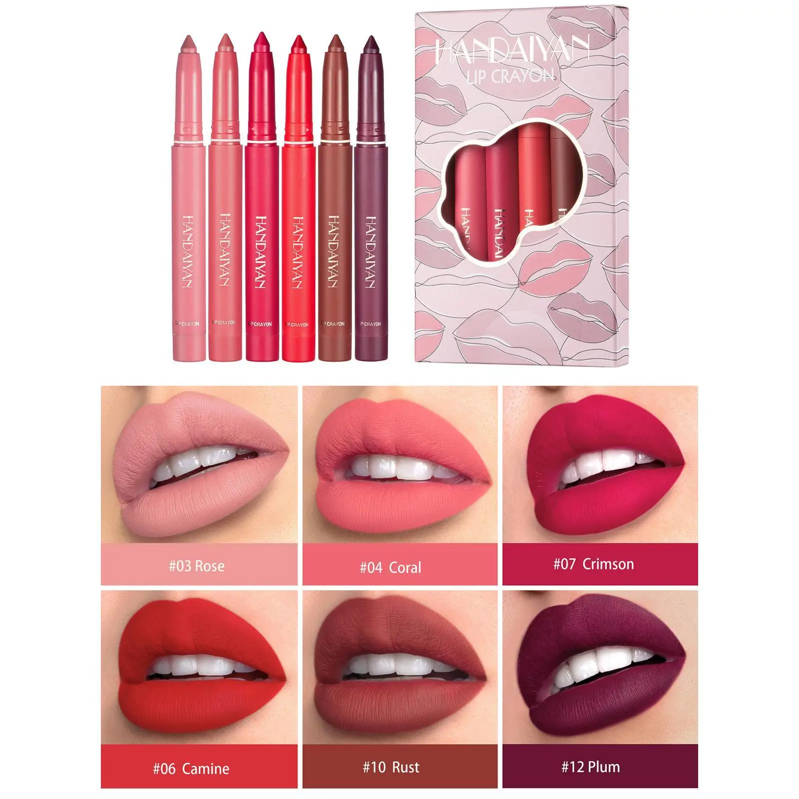 

6 шт./компл. бархатные матовые помады, карандаш для губ, водостойкая долговечная антипригарная чашка, карандаш для губ, тинт для макияжа, набо...