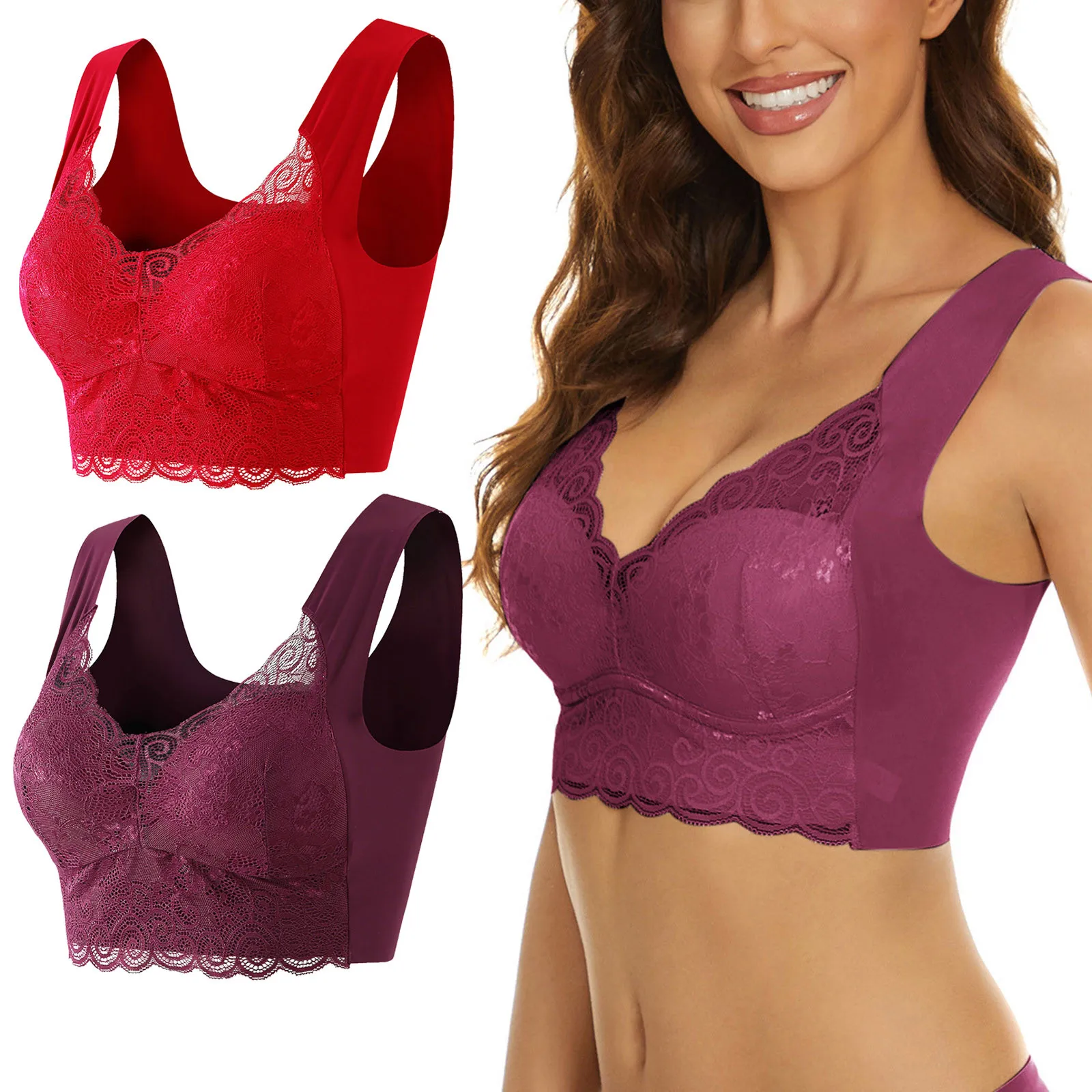 

Женский кружевной бюстгальтер с чашками пуш-ап, 2 шт.