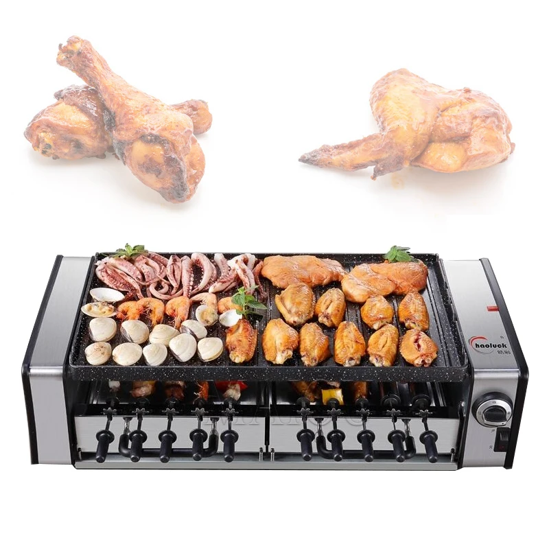 Фото Электрический гриль-барбекю, бытовой электрический гриль, сковорода с антипригарным покрытием и бездымный гриль-барбекю с двойной выпечкой №2