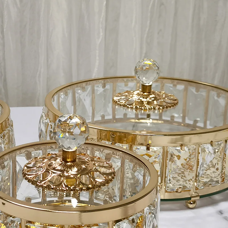 

European luxury crystal glass fruit bowl living room coffee table candy storage box home room decorations ornaments