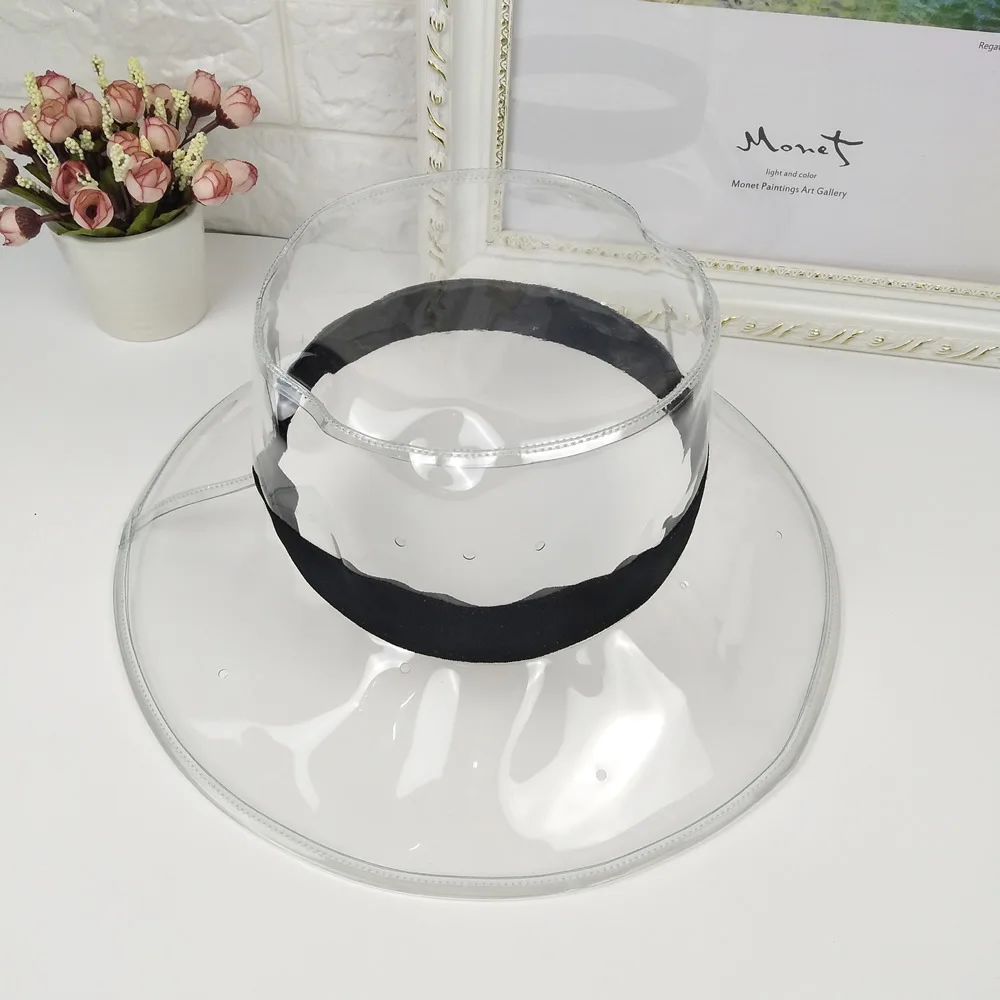 

Summer Big Eaves Flat Hat PV Plastic Uv Transparent Hat Adult Can Touch Water Prevent Bask In Sun Hat Fashion Elegant Art Wind C