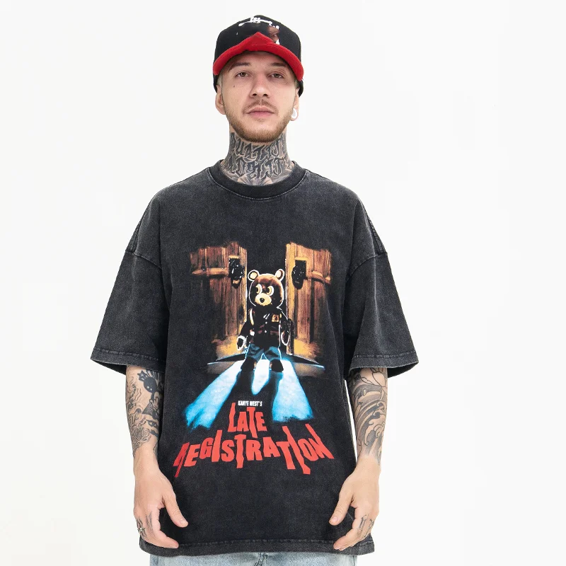 

Футболка Kanye West Graphic мужская оверсайз в стиле Харадзюку, уличная одежда, винтажная рубашка в стиле хип-хоп, топ с принтом в стиле ретро, лето ...