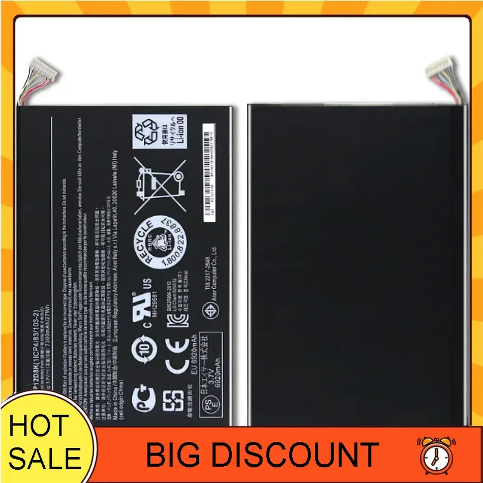 Аккумулятор для планшета AP12D8K ACER Iconia Tab A3-A10 A3-A11 W510 W510P 3 7 В 7300 мАч 27 Втч Сменный