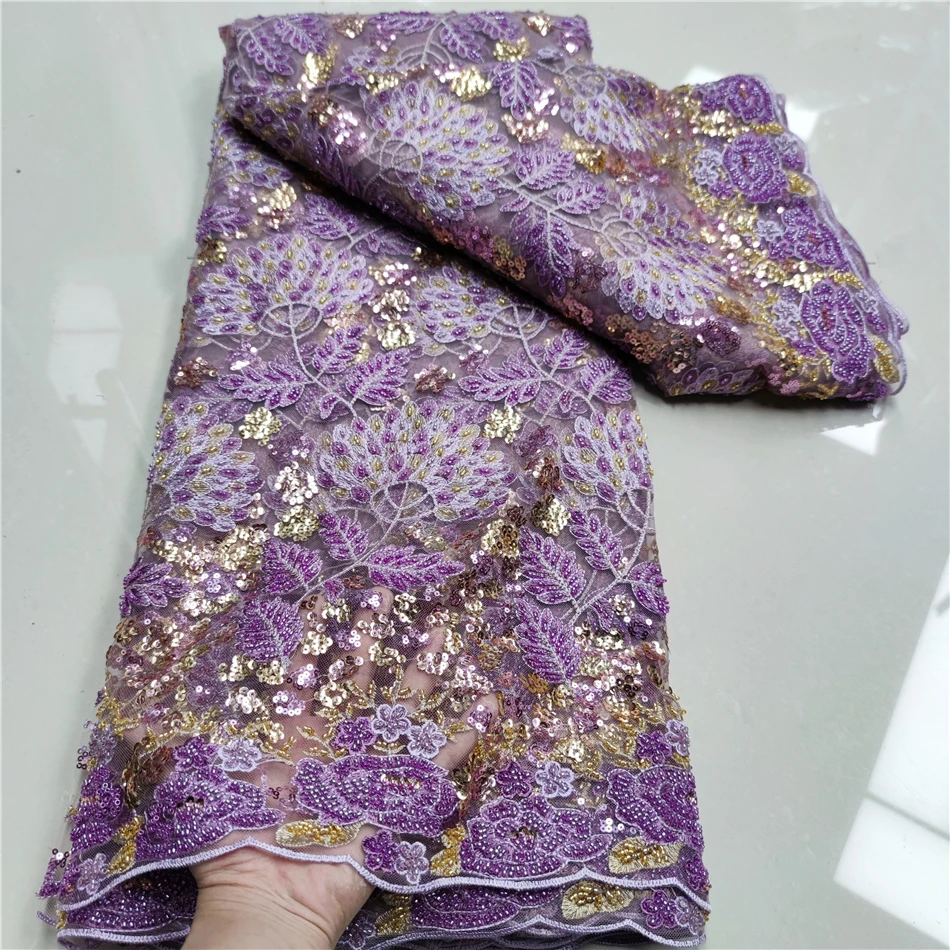 

Luxury African beaded Lace Fabric Pretty French tulle Lace Fabric High quality embroidered lace fabric