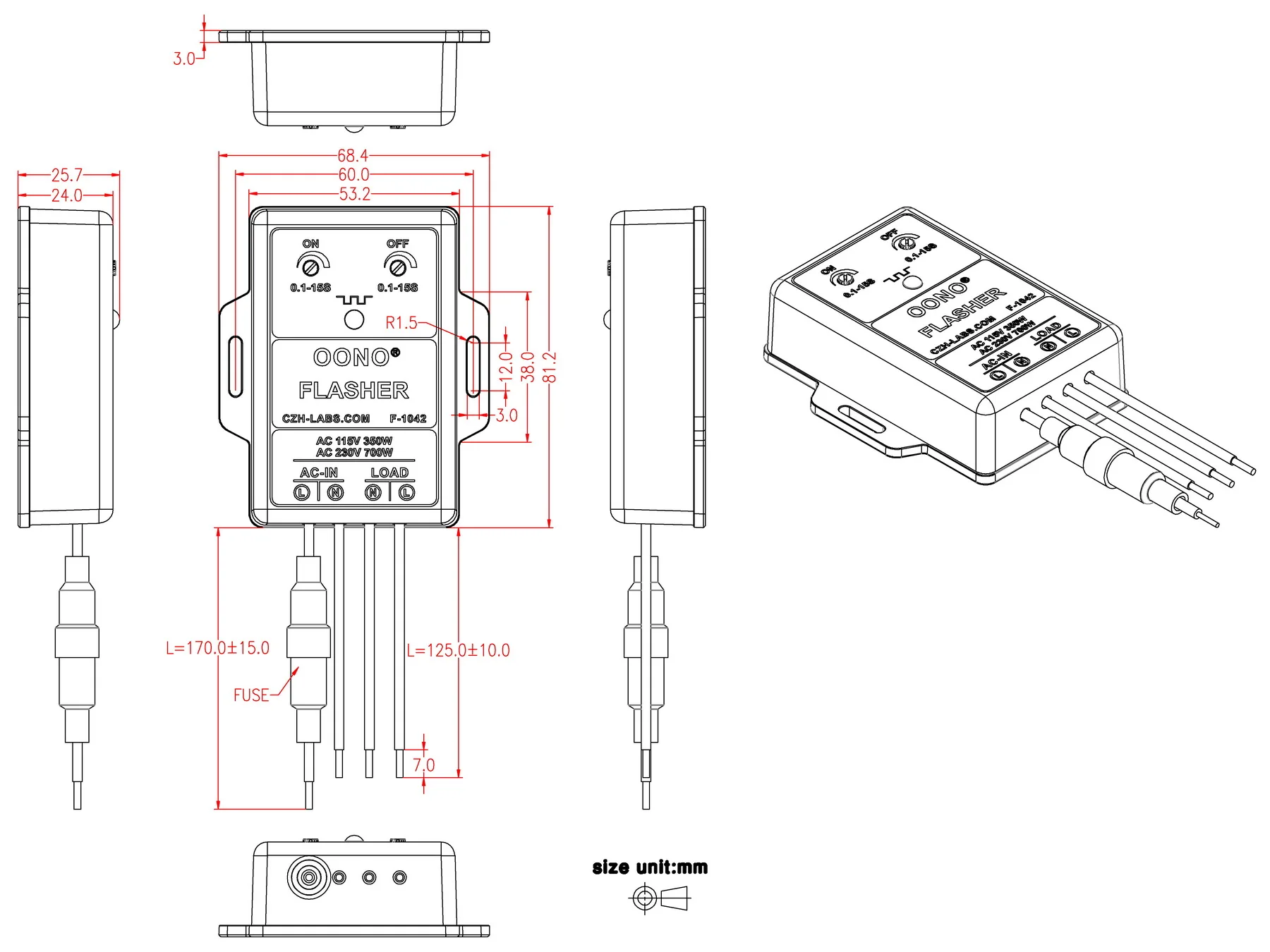 Модуль мигания переменного тока 100 - 240 В 3 А
