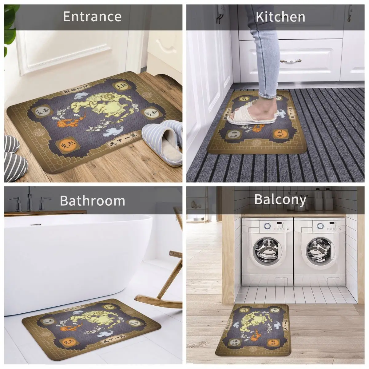 

Bath Mat Avatar The Last Airbender Map Decor 3D Rug Carpet Doormat Non-slip Entrance Living Room Home Kitchen Absorbent Balcony