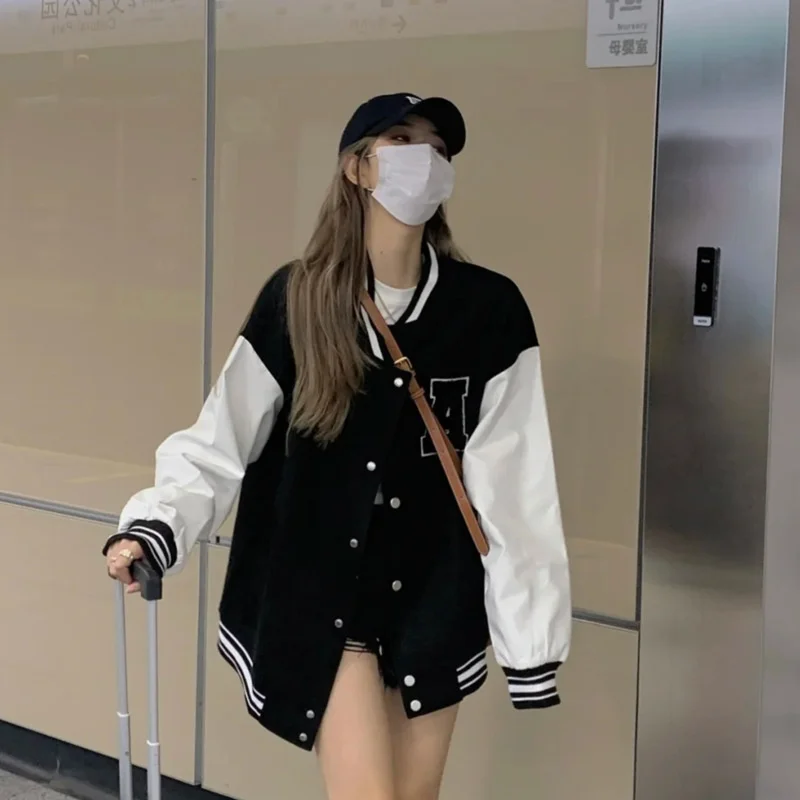 

Women's 2022 New Loose Korean Version Casual Niche Jacket Autumn Winter Jacket Cardigan Baseball Uniform Ins Oversized Coat