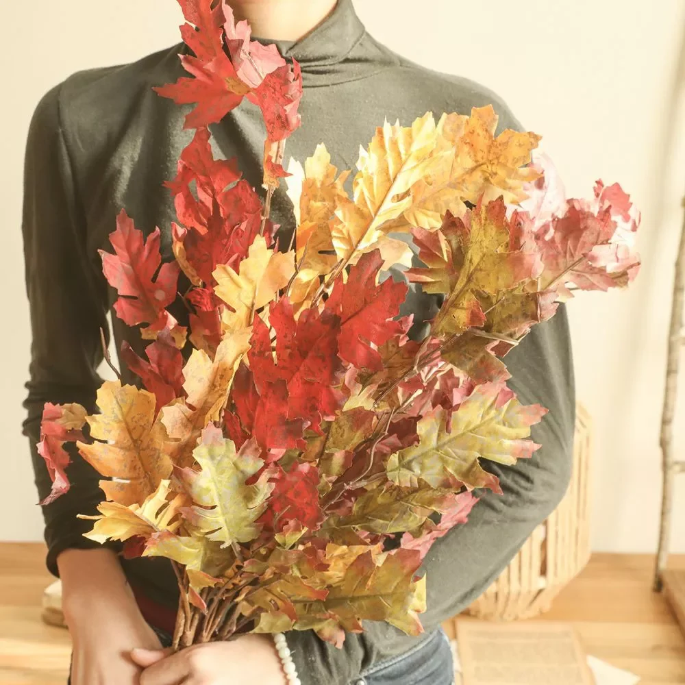 

INS Autumn Oak Leaves Tree Branch for Wedding Home Decorative Artificial Plants