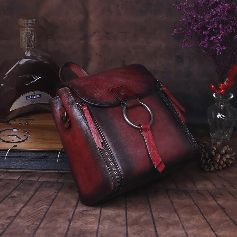 

Leather Backpack Ladies Fashion Classic Style Cowhide Bag Large Capacity Travel Shoulder Bag Vintage Bags