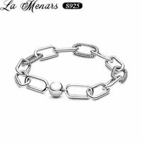 la menars 925 sterling silver round clasp chain bracelet fit hook up series bead charms unisex wrist fine jewelry ornaments