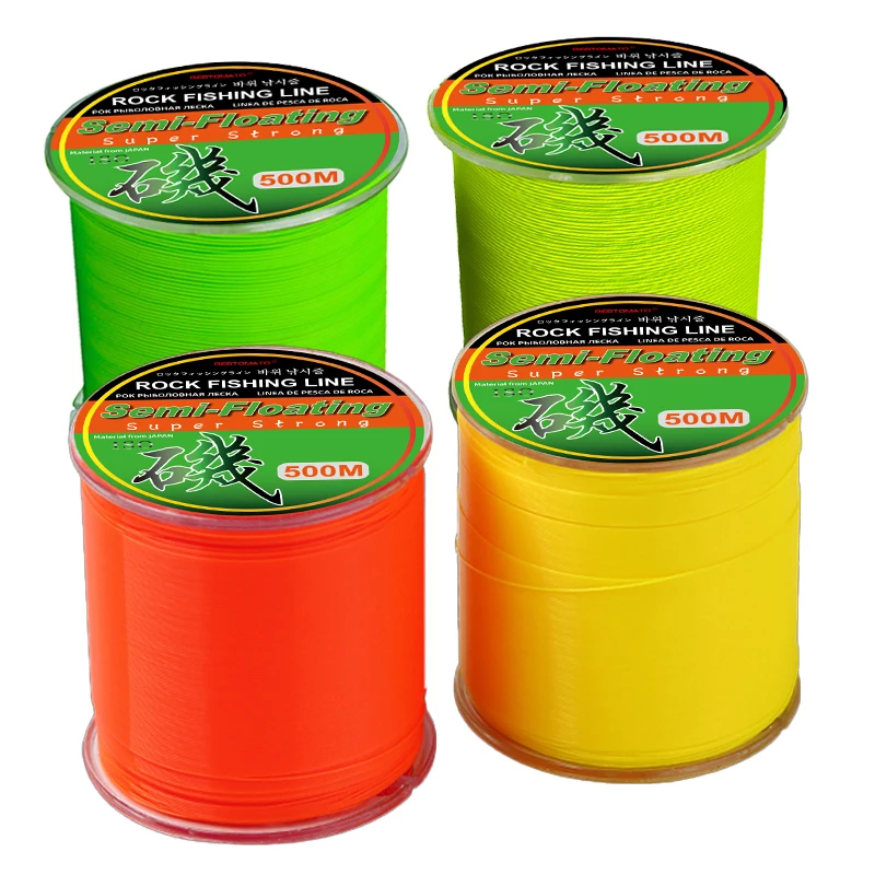 500m Semi-floating Fishing Line 4 Colors Nylon Monofilament Long Throw Fishing Line Resistance Rock Sea Pole Fishing Accessories