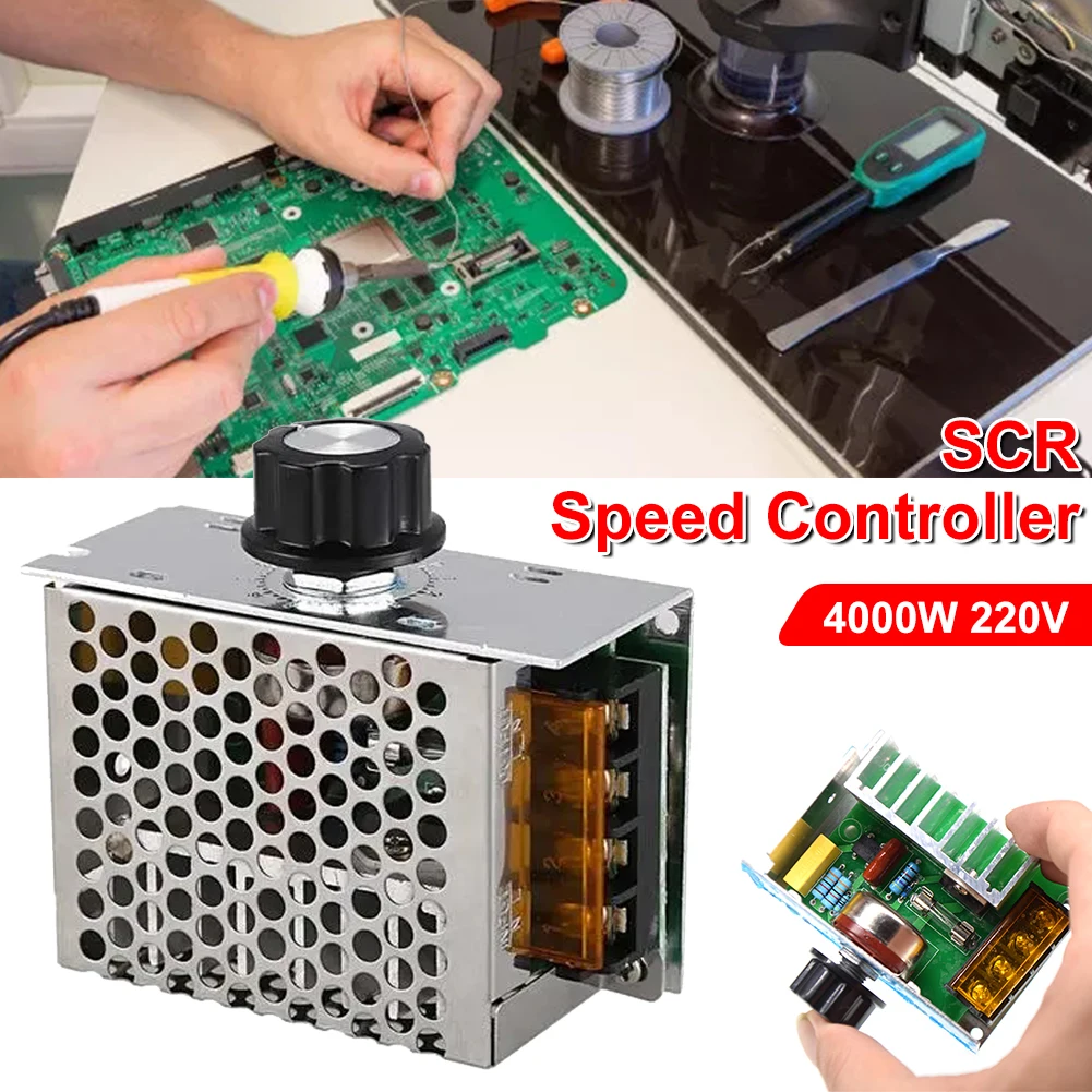

4000W Thyristor Electronic Voltage Regulator With Peak Voltage Absorb Circuit Temperature Light Volt Dimmer Adjuster Controller