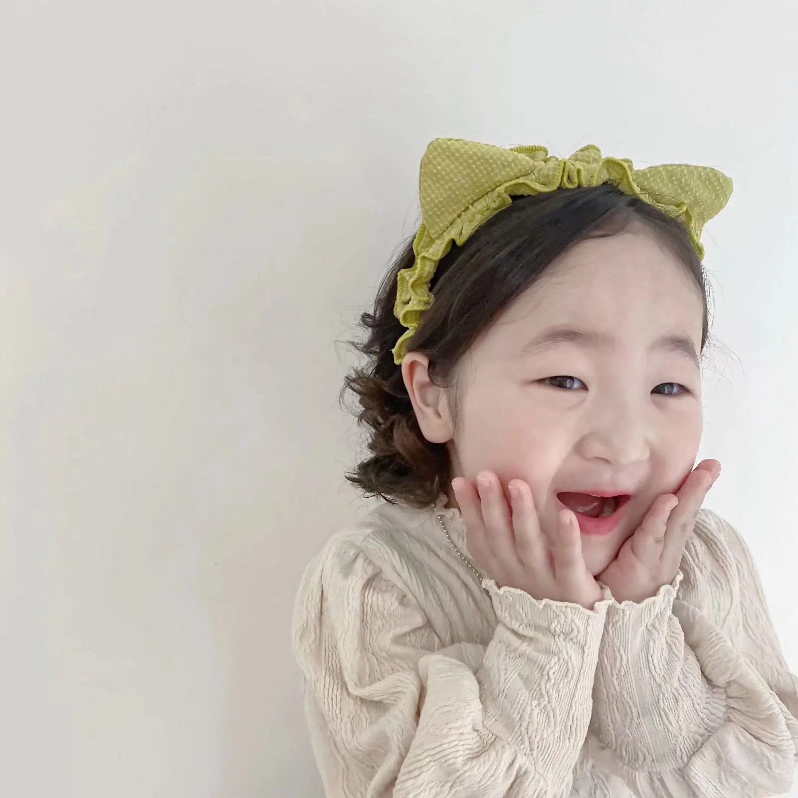 

Korean Style Cute Cat Ears Girls Hairbands Kids Girl Solid Fabric Hair Clasp Children Plastic Headbands Baby Head Buckle