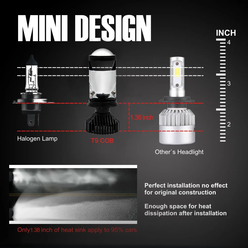 LED Headlight H4 H7 Small Lens Y6D Car Mini Double Lamp Canbus Bulbs Highlight Beads No Error 6000LM 9V-12V 70W A Pair 2PCS | Автомобили и