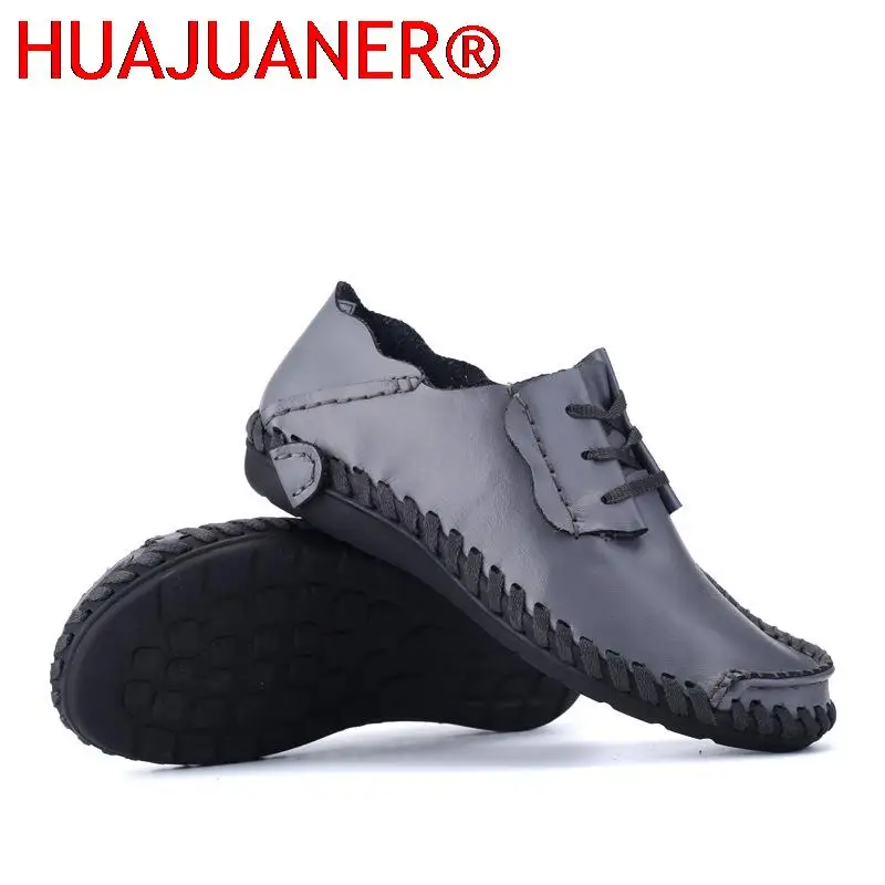 

HUAJUANER 2022 летняя кожаная обувь ручной работы, мужская кожаная повседневная обувь размера плюс 50, дышащая обувь из воловьей кожи с перфорацией