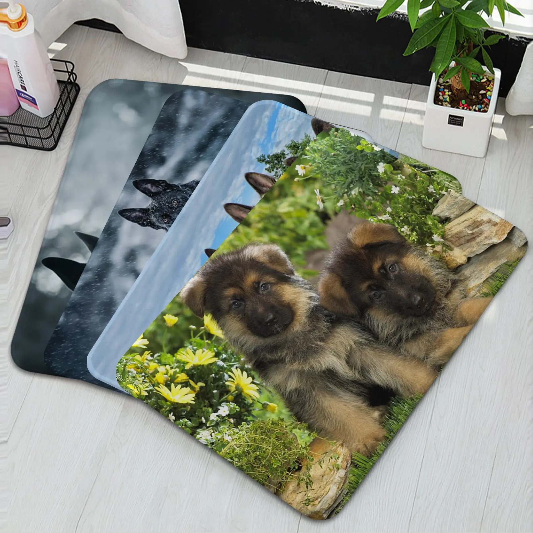 

German shepherd Kitchen Mat Anti-slip Absorb Water Long Strip Cushion Bedroon Mat Welcome Rug