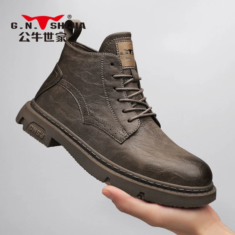 

High quality Men's Shoes 2023 New British Martin Boots Versatile Classic Retro Lace up High Top