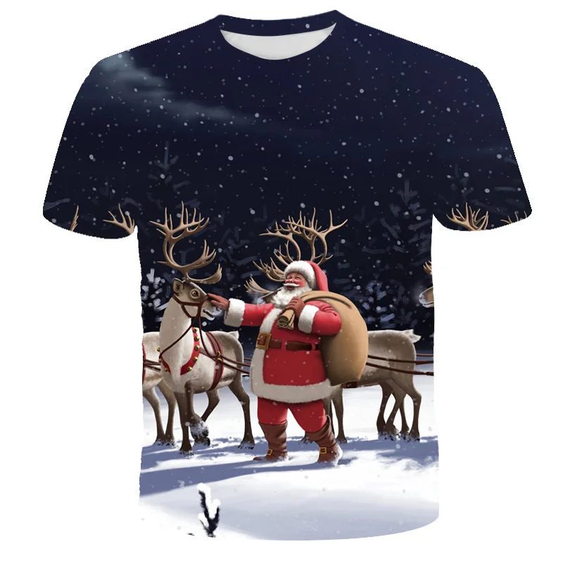 

Детская Веселая Детская футболка с рисунком деда мороза, топы для мальчиков и девочек, одежда для маленьких мальчиков и девочек, футболки с ...