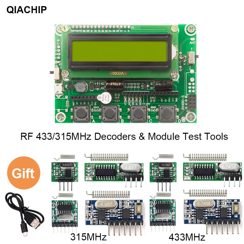 

Multifunction RF 315 433 Mhz Remote Control Decoder QIACHIP Receiver Transmitter Compatible 1527 2262 HCS HT Rolling Code