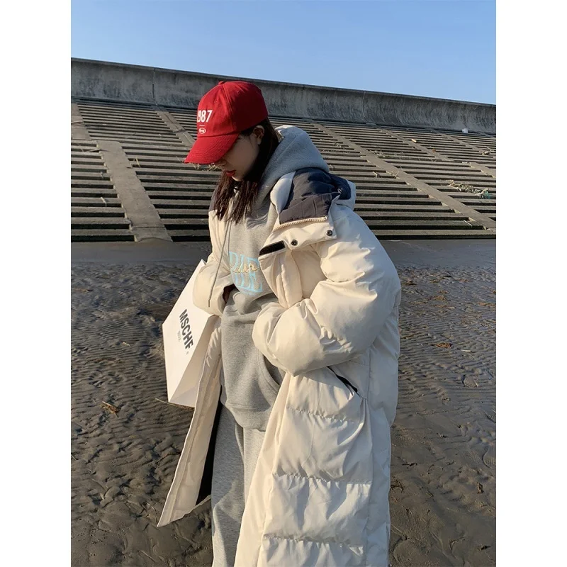 Long Coat For Winter Autumn Fashion Korea Padding Workwear Down Cotton Jacket Women Knee Length Loose Thickened Jacket Coat