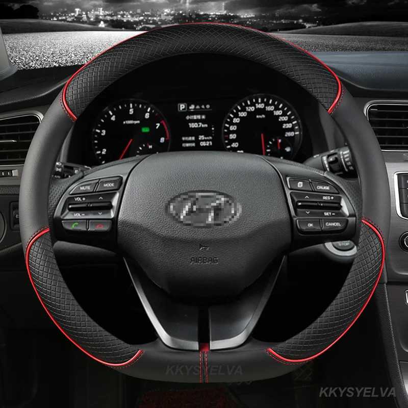 For Hyundai ioniq 5 2016 2017 2018 2019 2020 2021 2022 Car Steering Wheel Cover D Shape PU Leather Auto Accessories interior