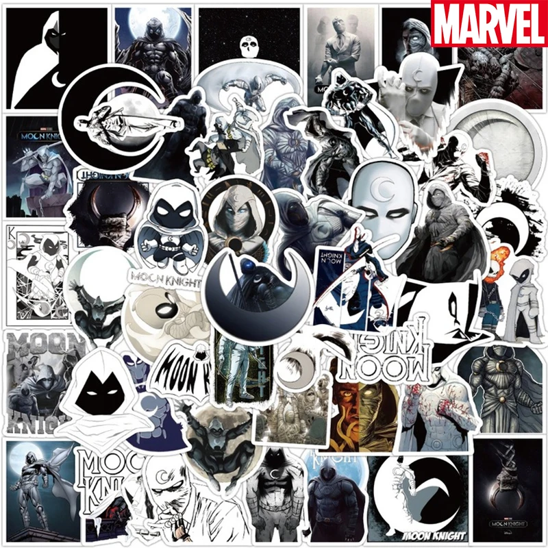 

50PCS New Marvel Super hero Moonlight Knight Doodle stickers waterproof Anime Sticker Luggage Guitar Notebook Cartoon Sticker