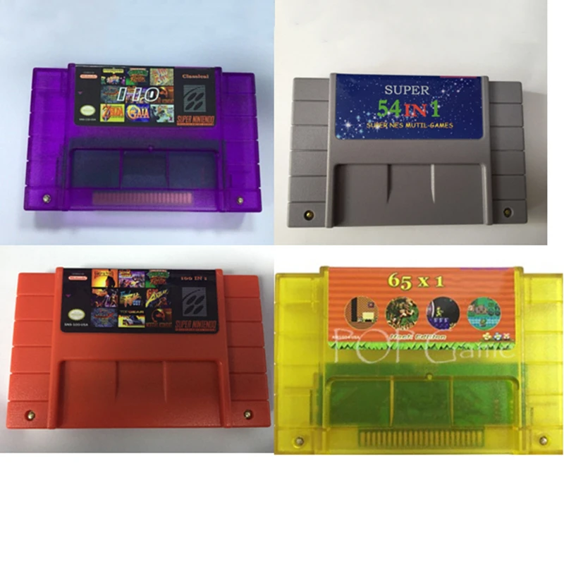 

65 in 1 118in1 100in1 54in1 68 in 1 Video Game Compilation Cartridge Console Card for Nintendo SFC/SNES US NTSC English Version