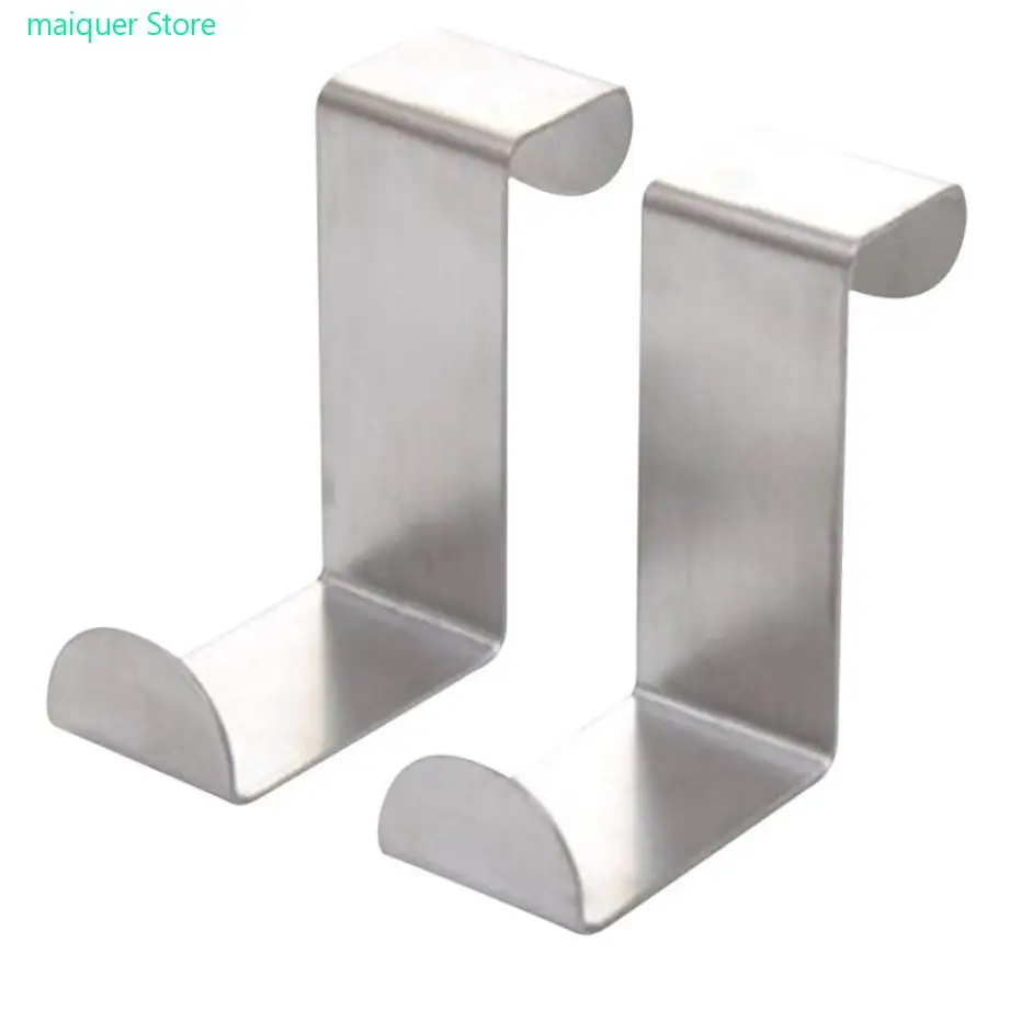

Hot sales 2PCS Over Door Hook Stainless Kitchen Cabinet Clothes Hanger Organizer Holder Stainless Steel Door Desk Hook Hanger