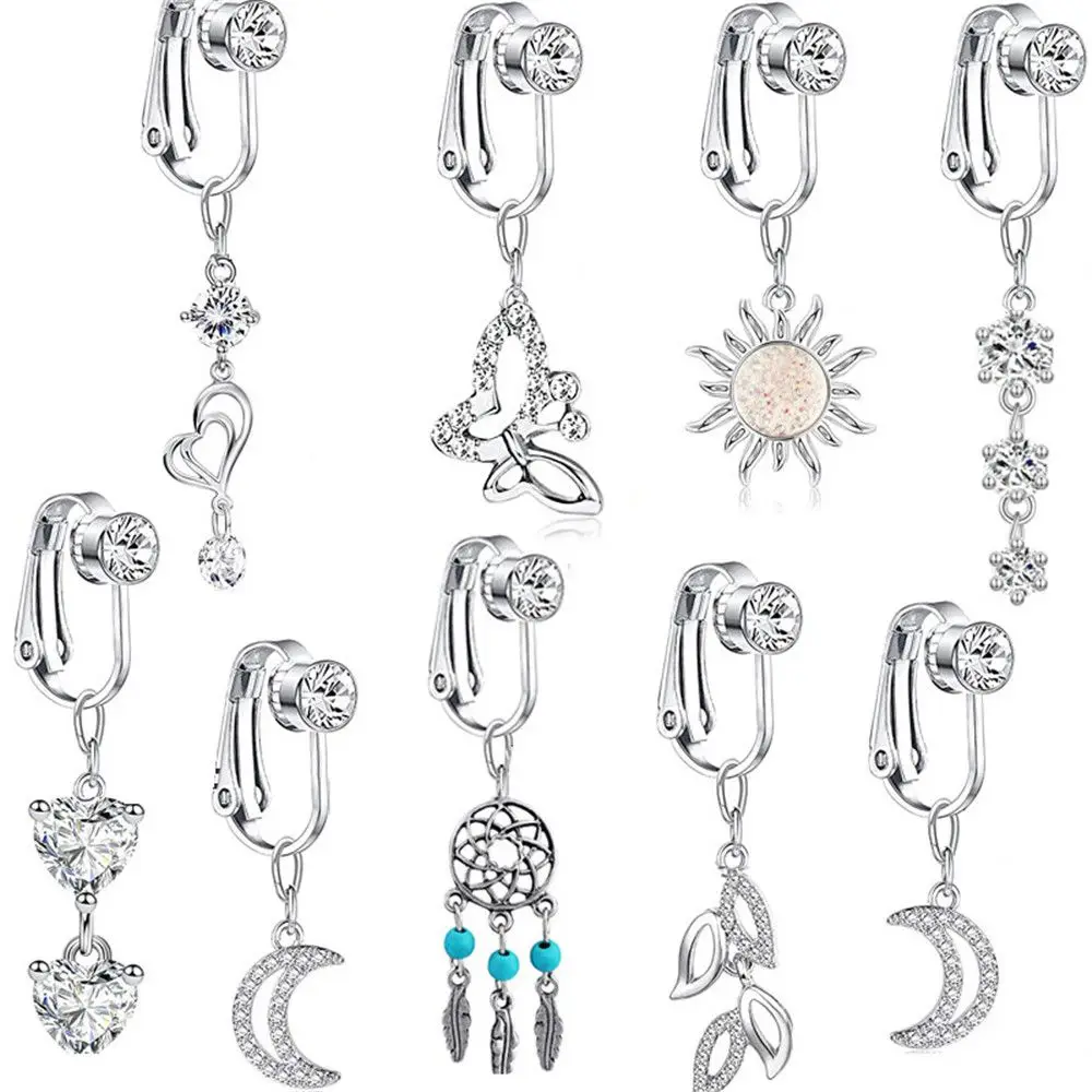 

On Umbilical Faux Piercing Cartilage Clip Navel Rings Fake Belly Rings Navel Clip on Body Jewelry Belly Button Rings