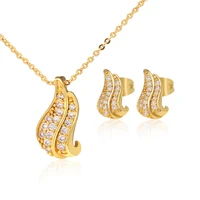 charming geometric charm women aaa zircon earrings necklace set 18k gold plated fashion luxury jewelry