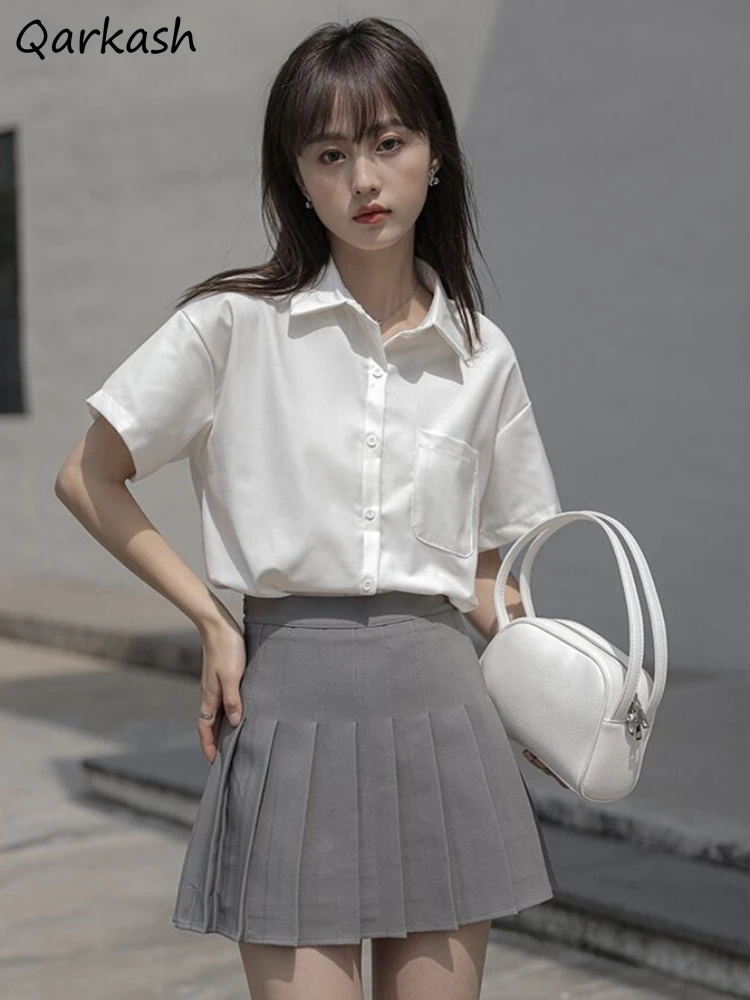 4 Colors Elegant Shirts for Women S-4XL Females All-match Design 2022 Summer Tops Camisas Mujer Korean Style Cute Preppy Sweet