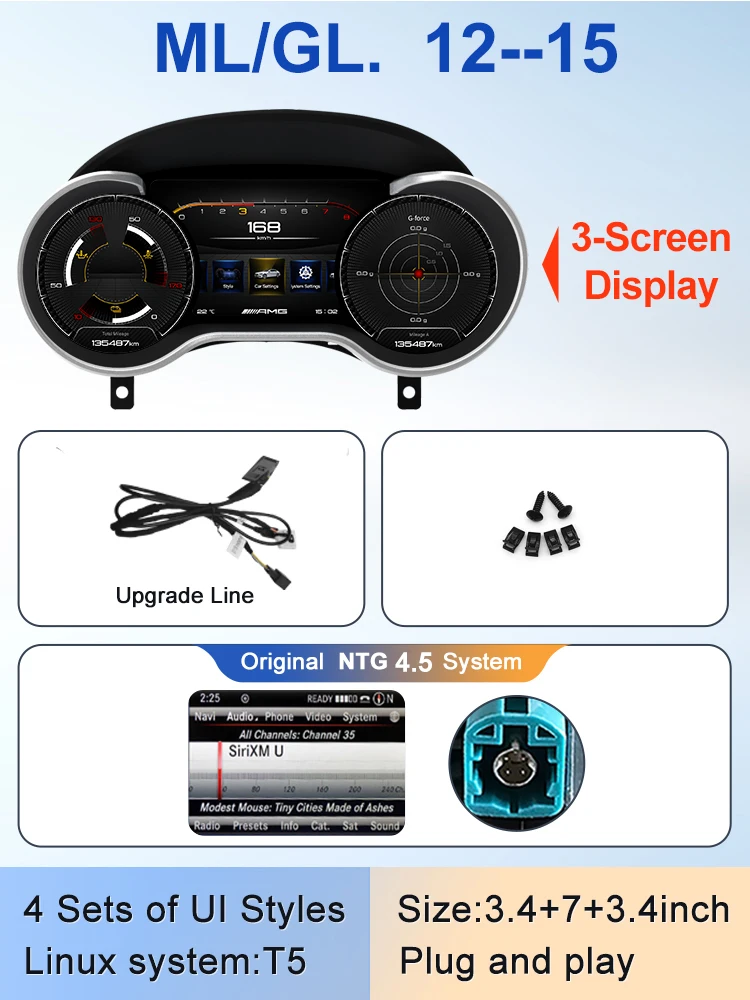 

Новый цифровой спидометр на приборной панели с ЖК-дисплеем 2024, цифровой спидометр для Mercedes Benz A Class W176 GLA CLA C117 GLC W205 W212 W207