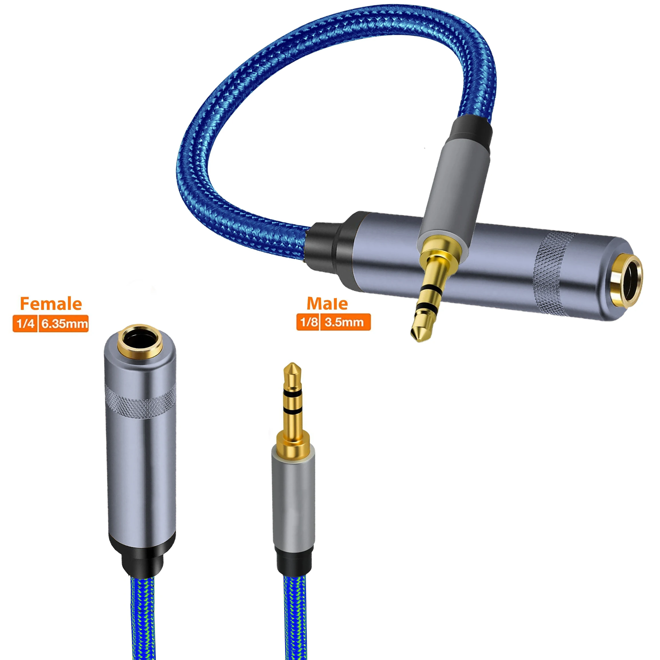 Аудиокабель-адаптер от 1/8 до 1/4 TRS 3 5 мм AUX папа на 6 35 мама для усилителя гитары