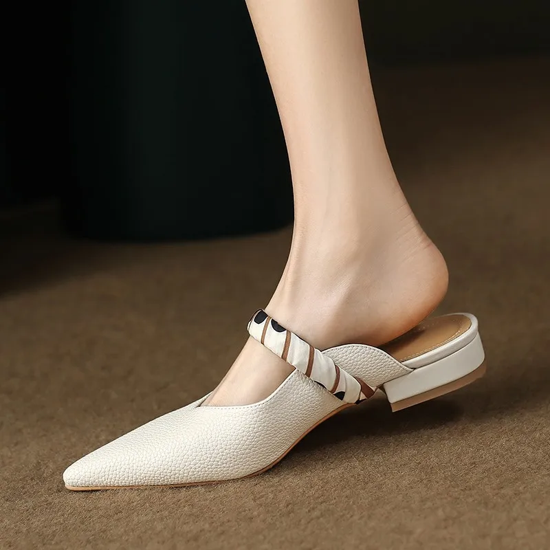 

BCEBYL Fashion Pointed Shallow Mouth Breathable Summer Sandals New Sexy Elegant Casual Low-heeled Slippers Women's Shoes