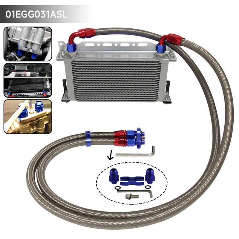 

19 Row 248mm AN10 British Oil Cooler Kit w/ Brackets Fits For BMW E36 Euro E82 E9X 135/335 E46 M3 E90 E92 Black/Silver