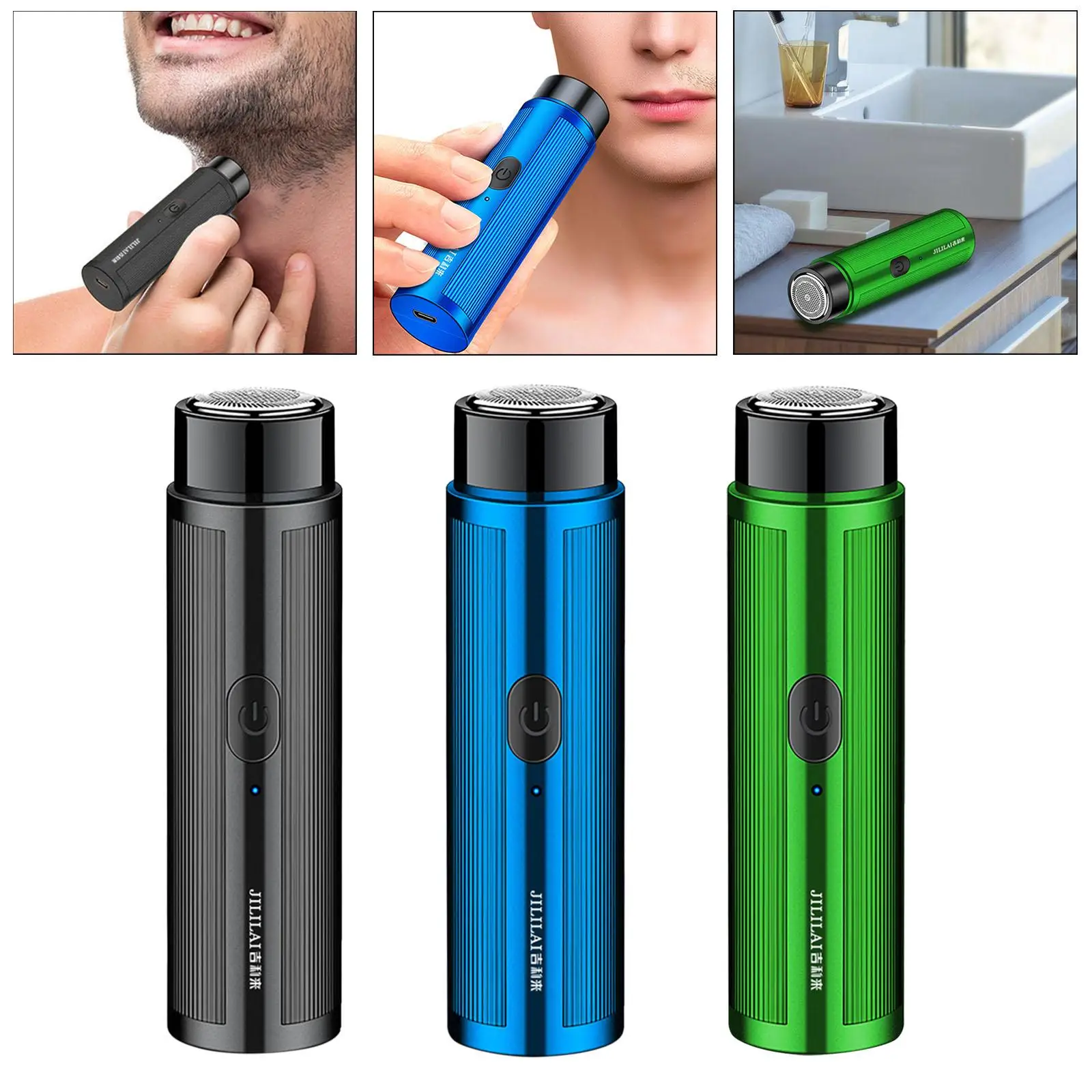 Handheld  Electric , Rechargeable with Charging Indicator Portable Shaving  for Business Men Women Facial , Green