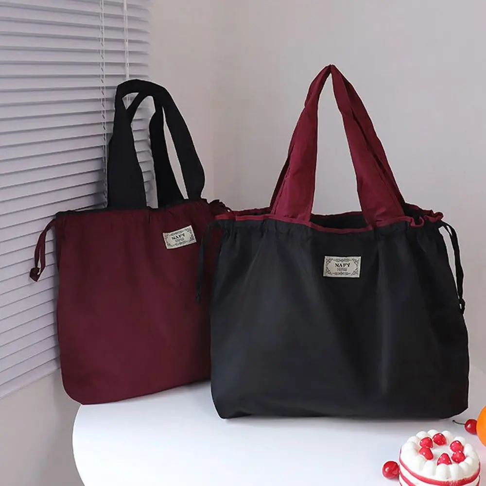 

Drawstring Bag Travel Wash Bag Mommy Bag Women Shopping Bag Foldable Storage Bag Solid Color Korean Shoulder Bags