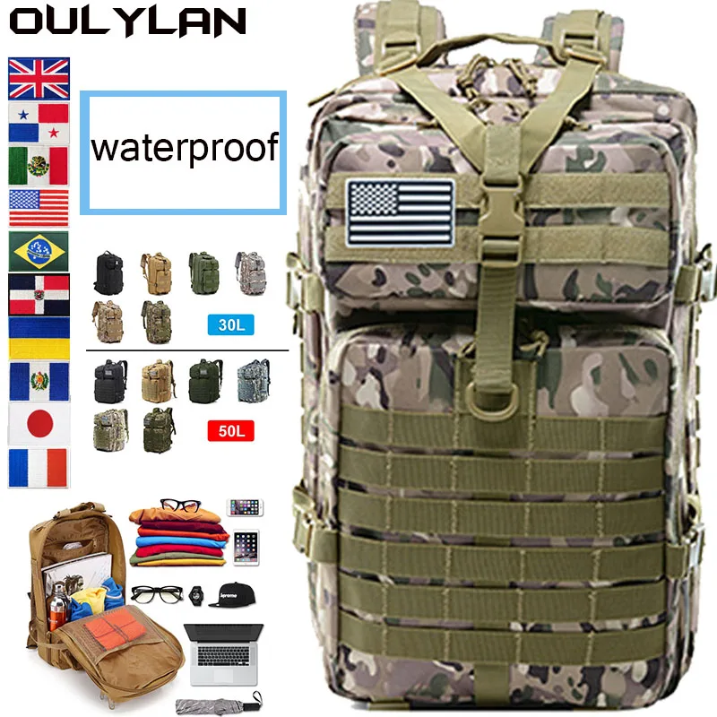 

Тактические Туристические сумки Oulylan, нейлоновый тактический рюкзак 30 л/50 л 900D, водонепроницаемые походные охотничьи уличные военные рюкзаки