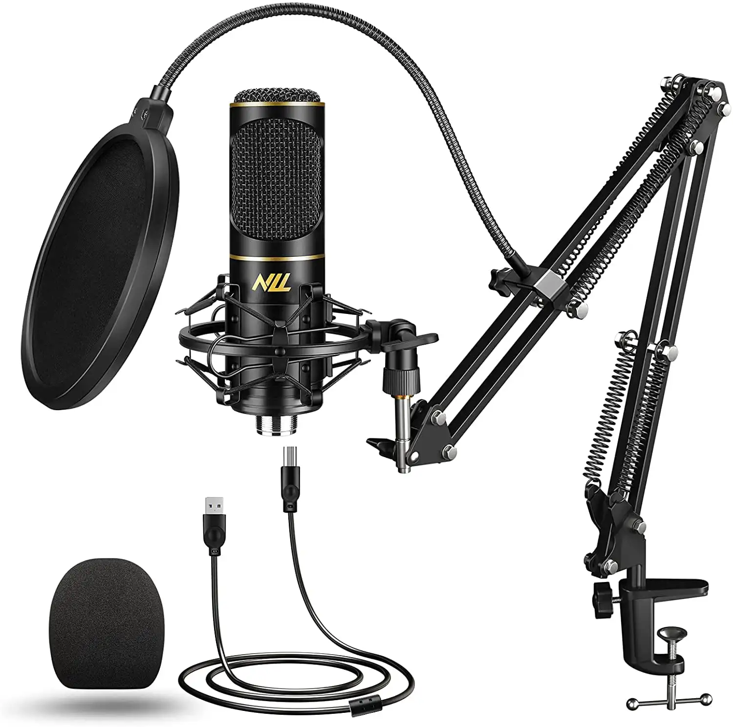 

USB Microphone Computer PC Podcast Condenser Microphone Kit Singing Streaming Studio Recording Gaming Microphone with Stand S