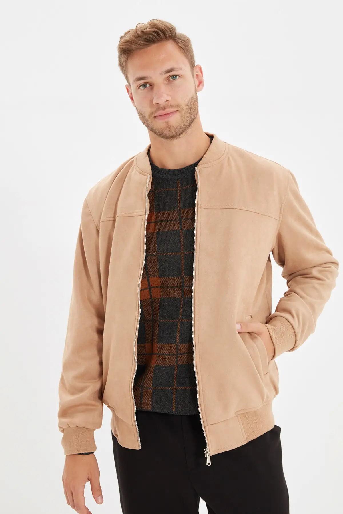 

Trendyol Male Bomber Suede Coats TMNAW22MO0123