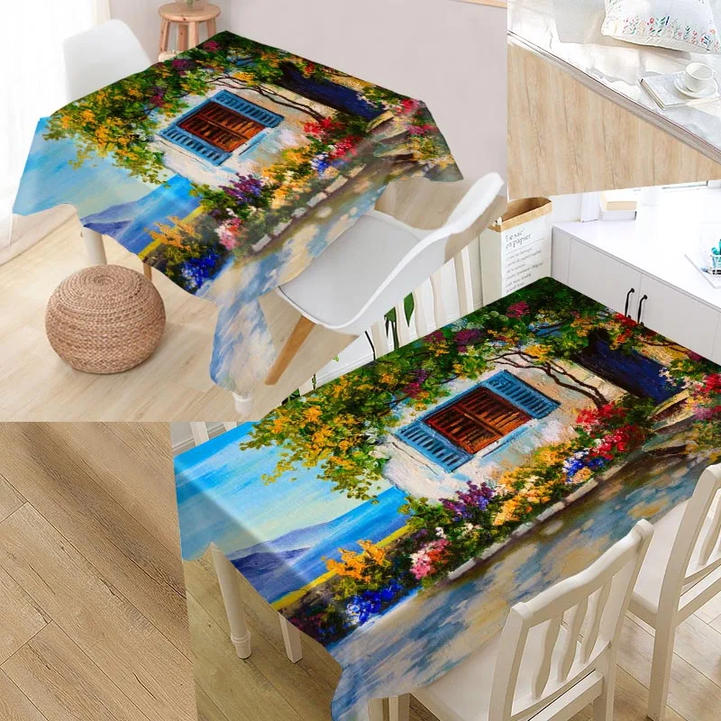 

Скатерть настенная с цветами на заказ, художественное украшение для кухонного обеденного стола, прямоугольная приблизительная поверхность, больше размеров 11-4