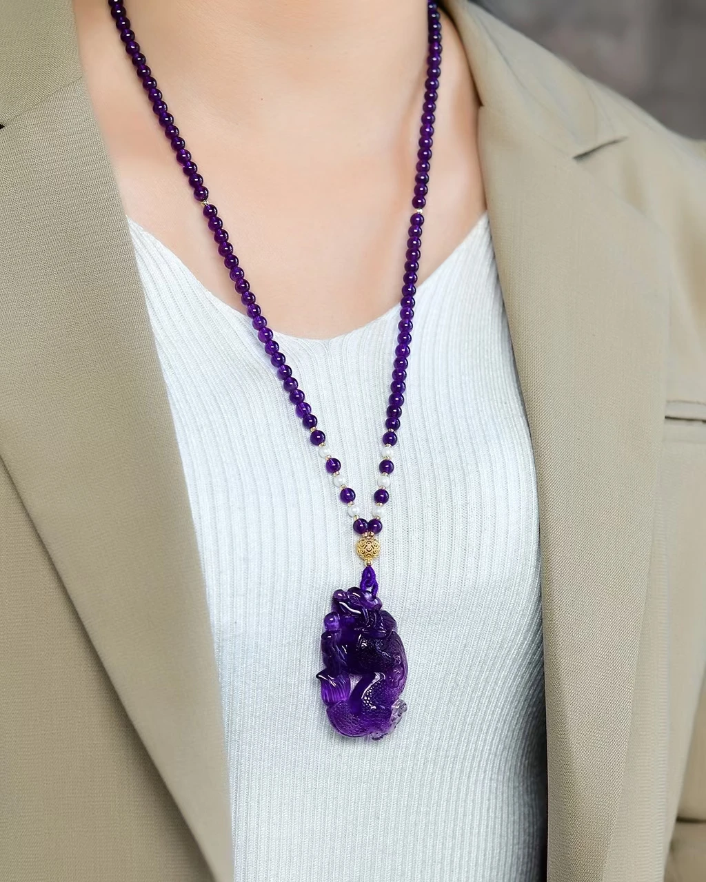 Натуральный фиолетовый аметист кварцевый кулон 54*34*15 мм дракон ювелирные бусины