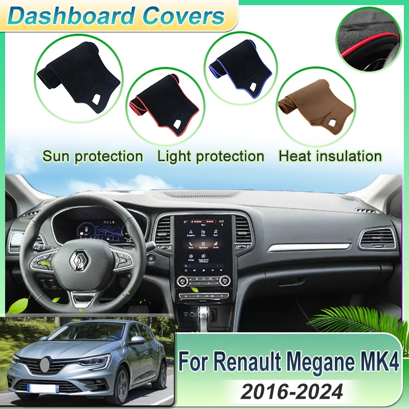 Фото Автомобильный коврик для приборной панели для Renault Megane MK4 Grandcoupe IV 2016 ~ 2024 BFB, коврик для приборной панели, солнцезащитный козырек, защитный ковер, автоаксессуары №1