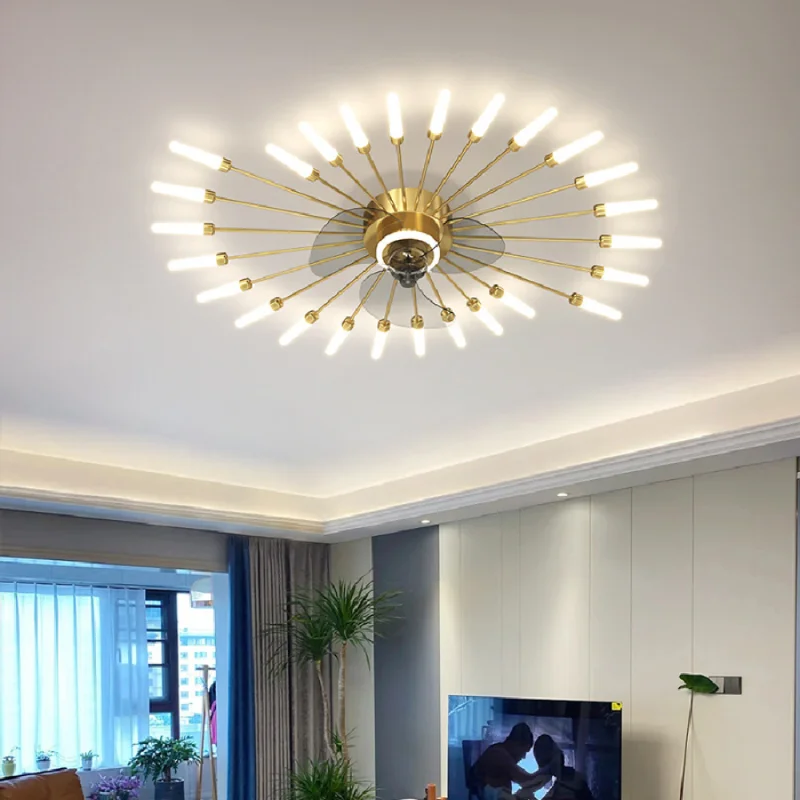 

LED pendant lamp Creative Nordic Modern Ceiling Fan With And Remote For Living Dining Room Bedroom Dimmable hang