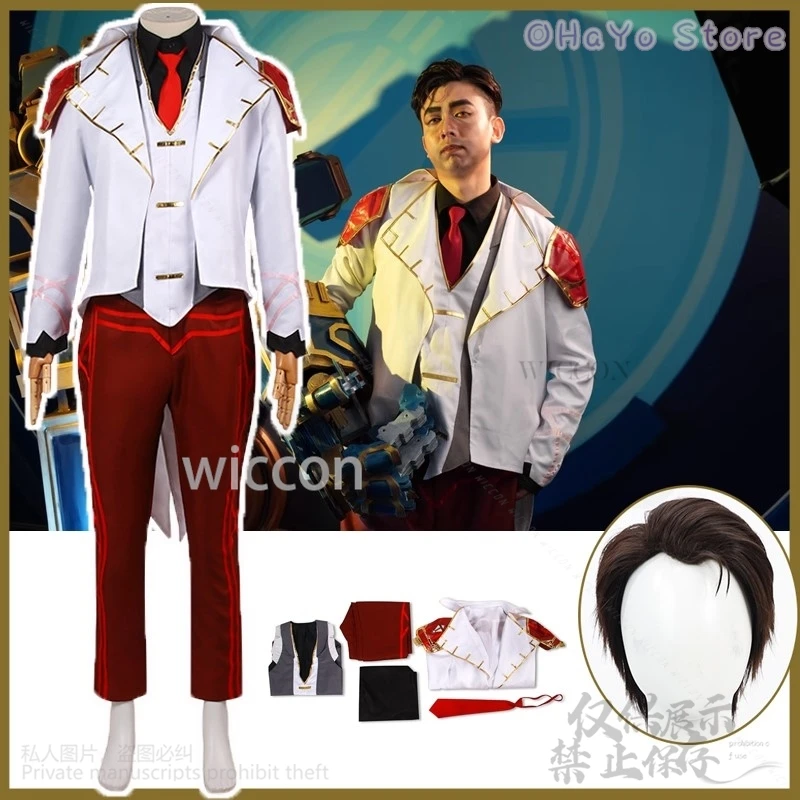 Jayce Косплей Аниме Игра Lol Arcane Униформа Пальто Костюм Парик Для Женщин Мужчин