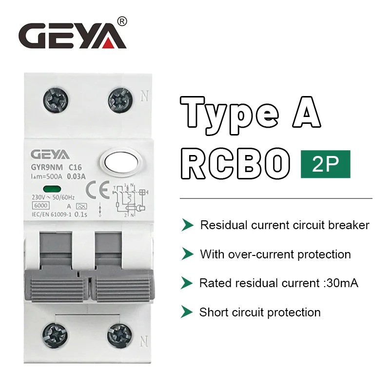 

GEYA RCBO автоматический выключатель остаточного тока 30 мА
