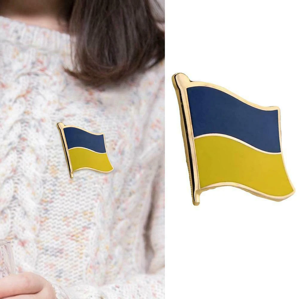 

Ukraine Flag Brooch Electroplated Gold Enamel Pin Badge Backpack/Hat/Collar/School Bag Decoration Beautiful Badges Lapel Pins