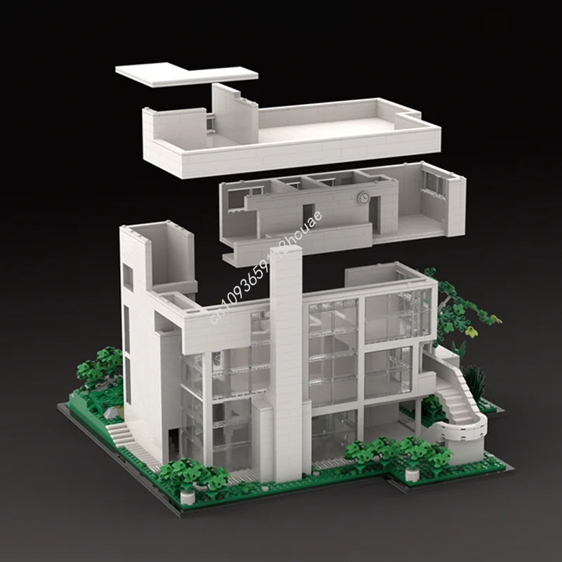 Фото 2859 шт. MOC Smith House Richard Meier, модульная модель, строительные блоки, архитектура, сделай сам, рождественские подарки, идея, игрушки, образовательный кирпич №3