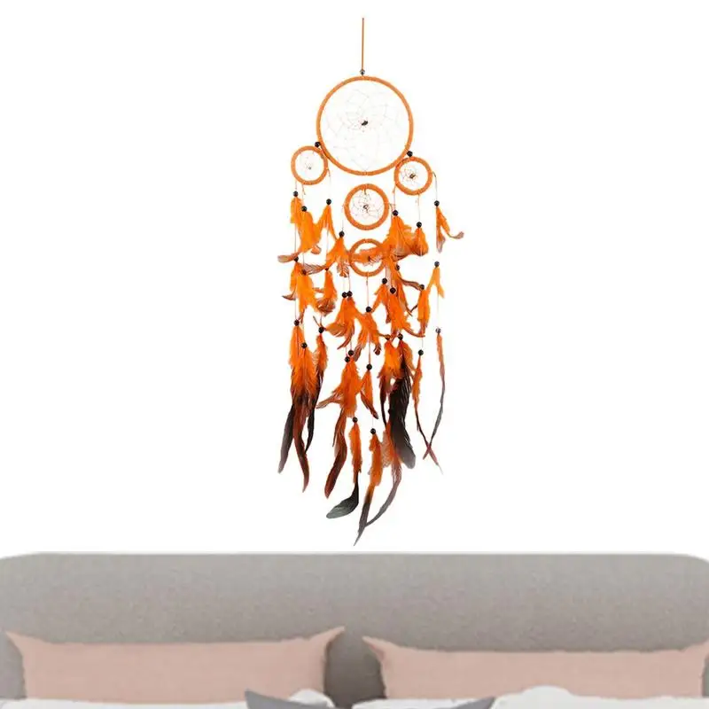 

Window Dream Catchers Boho Dream Catchers Handmade Orange Feather Dream-catching Decoration For Native Home Wall Decoration